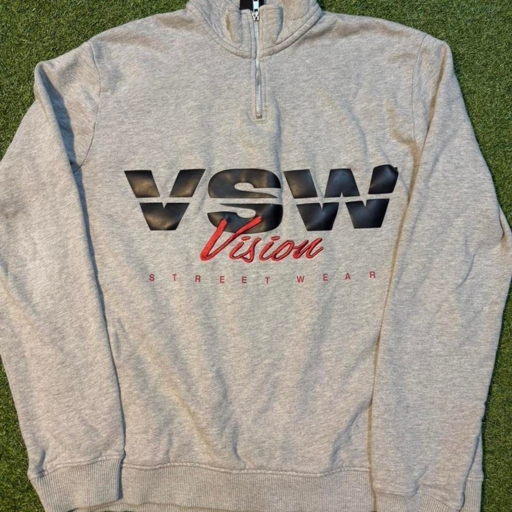 Vision Street Wear grey quarter zip sweatshirt Size L #skatewear